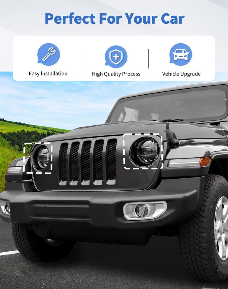 DSWSQ Headlight Trim Cover for 2018-2024 + Jeep Wrangler JL Gladiator JT Front Headlight Frame Trim Cover Bezels Decor Headlamp Garnish Ring Surround Cover Trim Exterior Accessories - Image 3